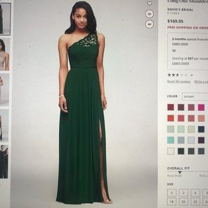 Long one shoulder lace bridesmaid dress